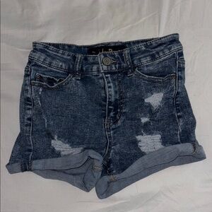 Indigo Rein Blue Jean Shorts Distressed High-Waisted